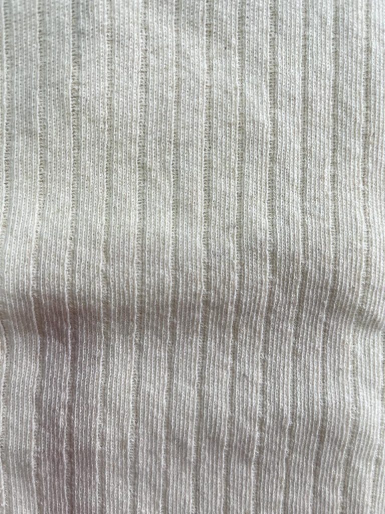 Cashmere cotton fabric swatch – Ecru Fine Rib Knit – Castello Cashmere Industries