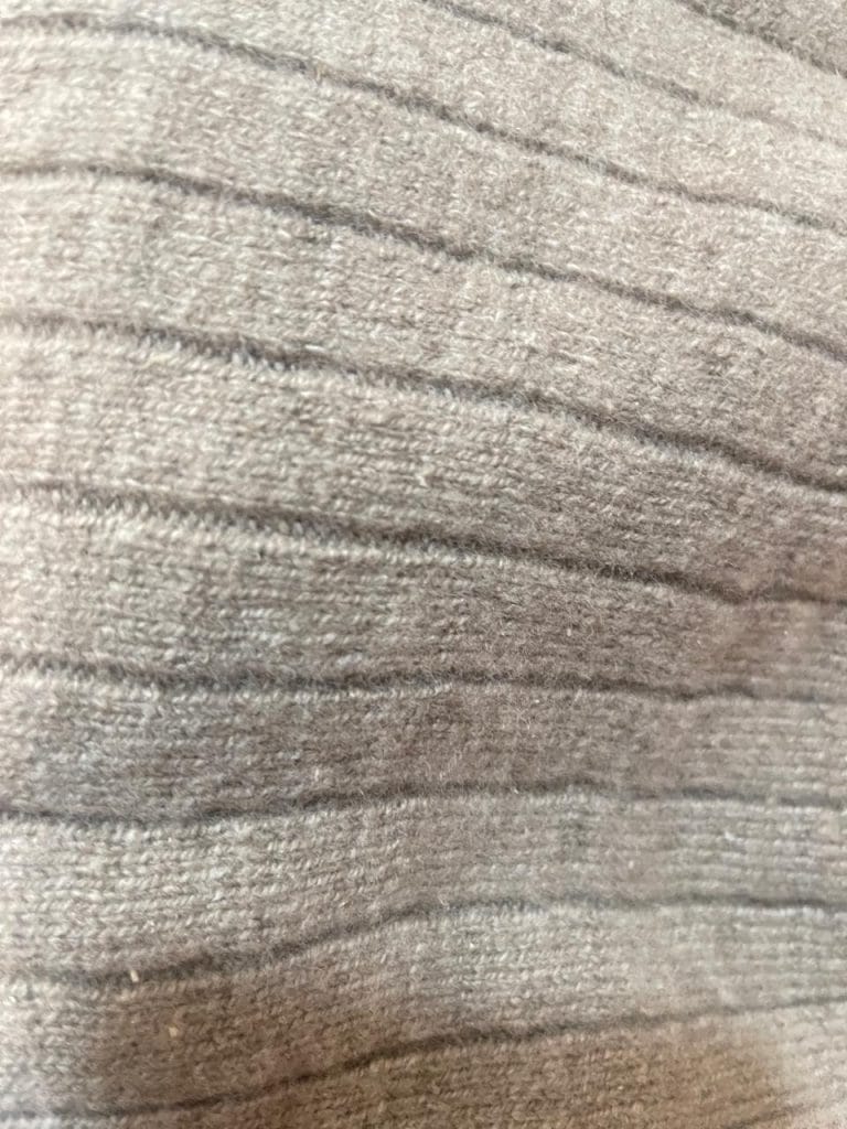 Cashmere cotton fabric swatch Taupe Cable Knit Castello Cashmere Industries