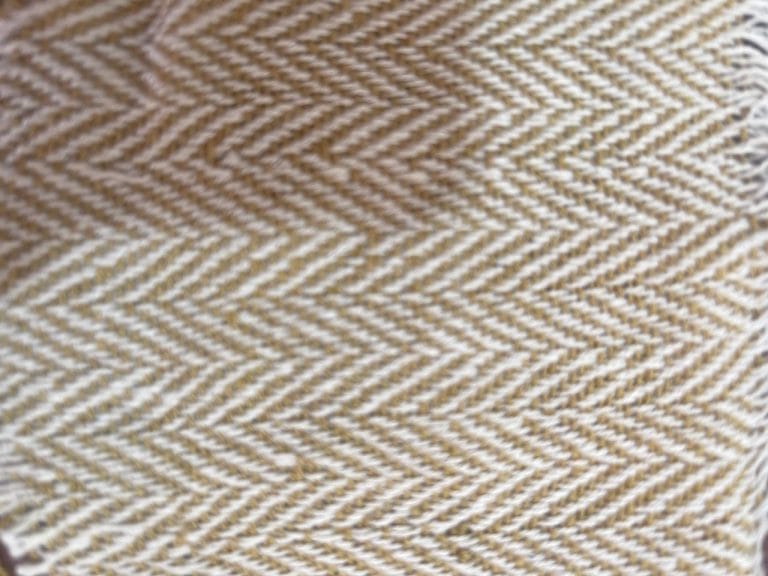 Cashmere cotton fabric swatch – Mustard Herringbone Weave – Castello Cashmere Industries