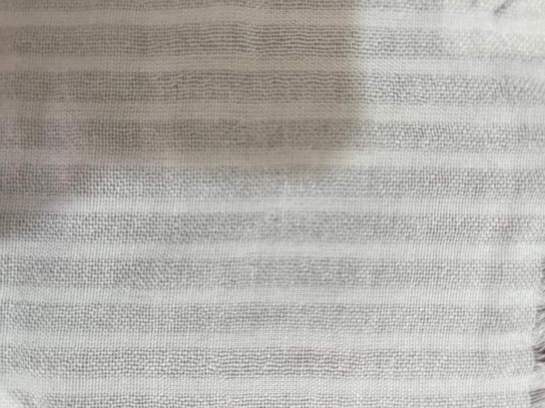 Cashmere cotton fabric swatch White Tonal Stripe Gauze Weave Castello Cashmere Industries