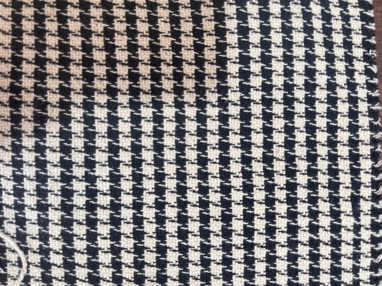 Cashmere cotton fabric swatch – Black and White Houndstooth Weave – Castello Cashmere Industries